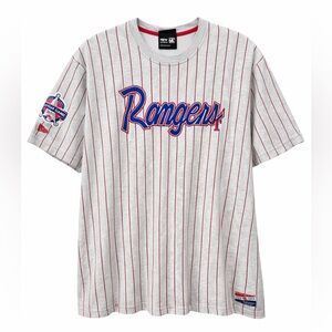 New Era Texas Rangers Pinstripe Graphic Tee 2XL MLB All Star Patch Gray Red